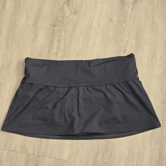 Lands' End Charcoal Women's Mini Swim Skirt Skort UPF 50+ Beach Resort Size 12P - Picture 5 of 10